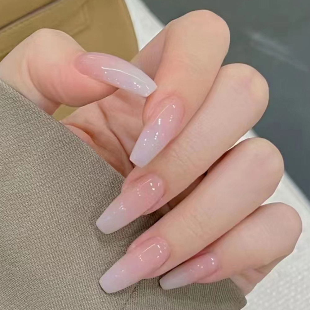 Nail Art Design - 24Pcs Pink Glitter Fake Nail with