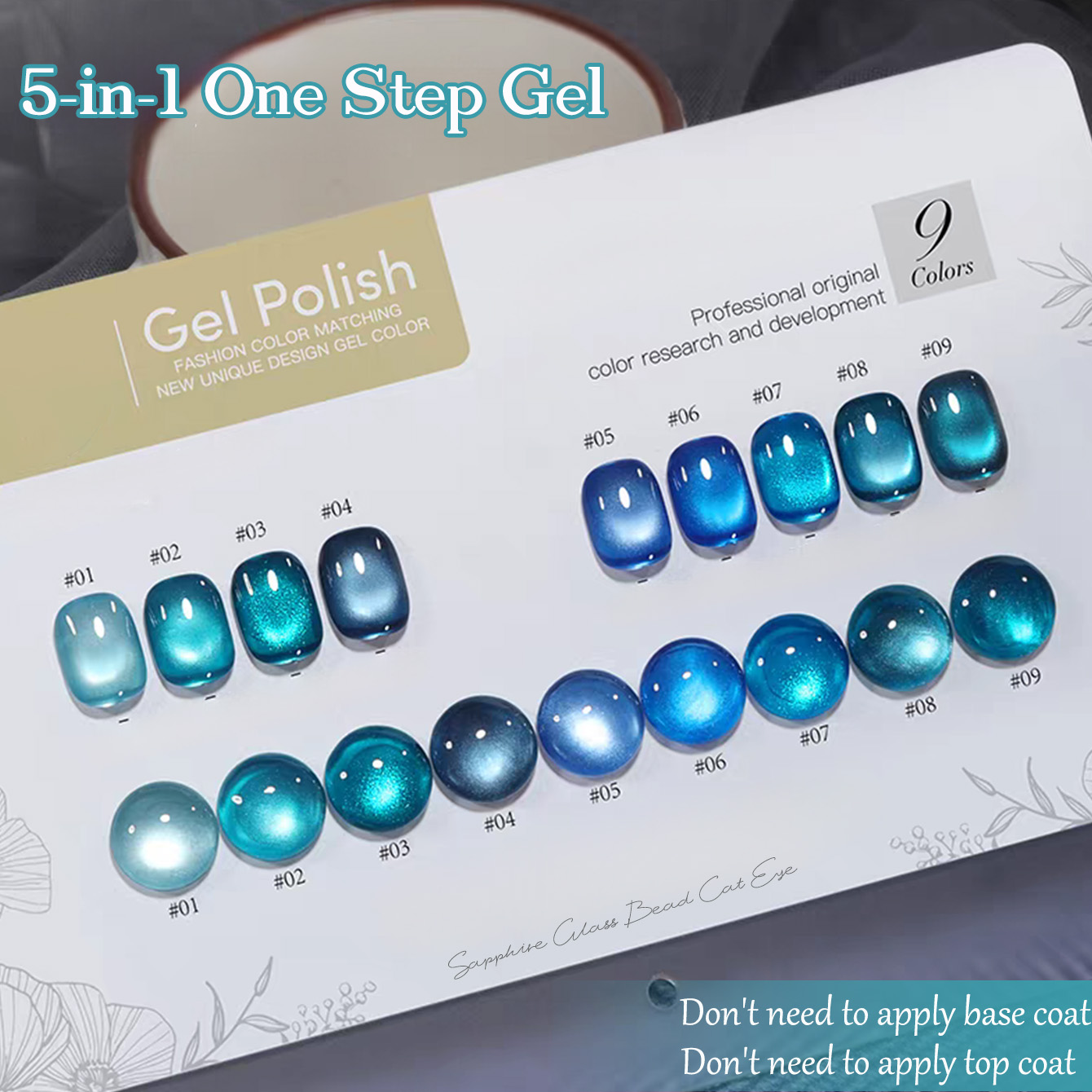 1pcs SHAKA Sapphire Glass Bead - Nail Art Ice Blue recension och pris