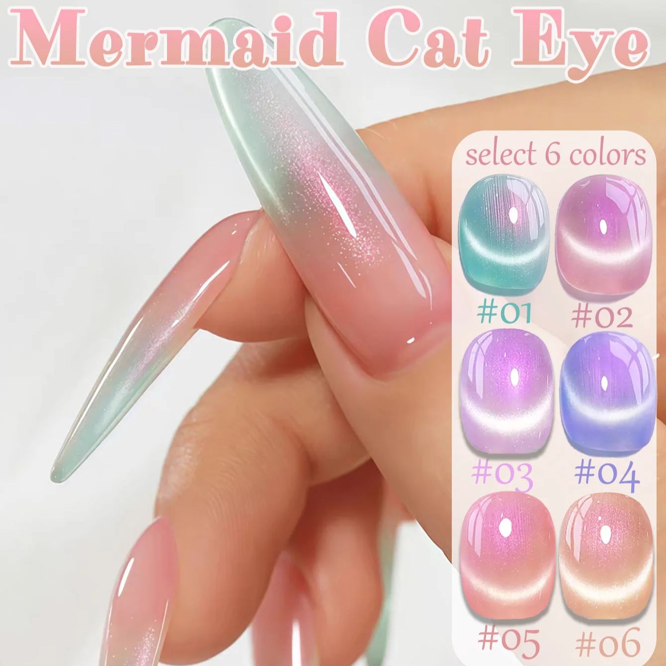 1pcs ZH Summer Charming Mermai - Nail Art Cat Eye Pink recension och pris