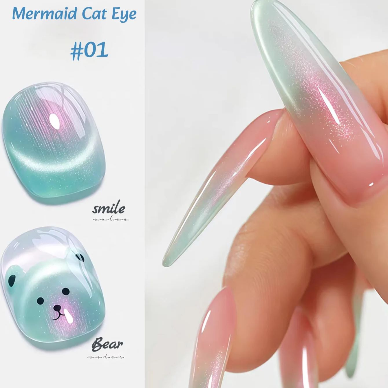1pcs ZH Summer Charming Mermai - Nail Art Cat Eye Pink recension och pris