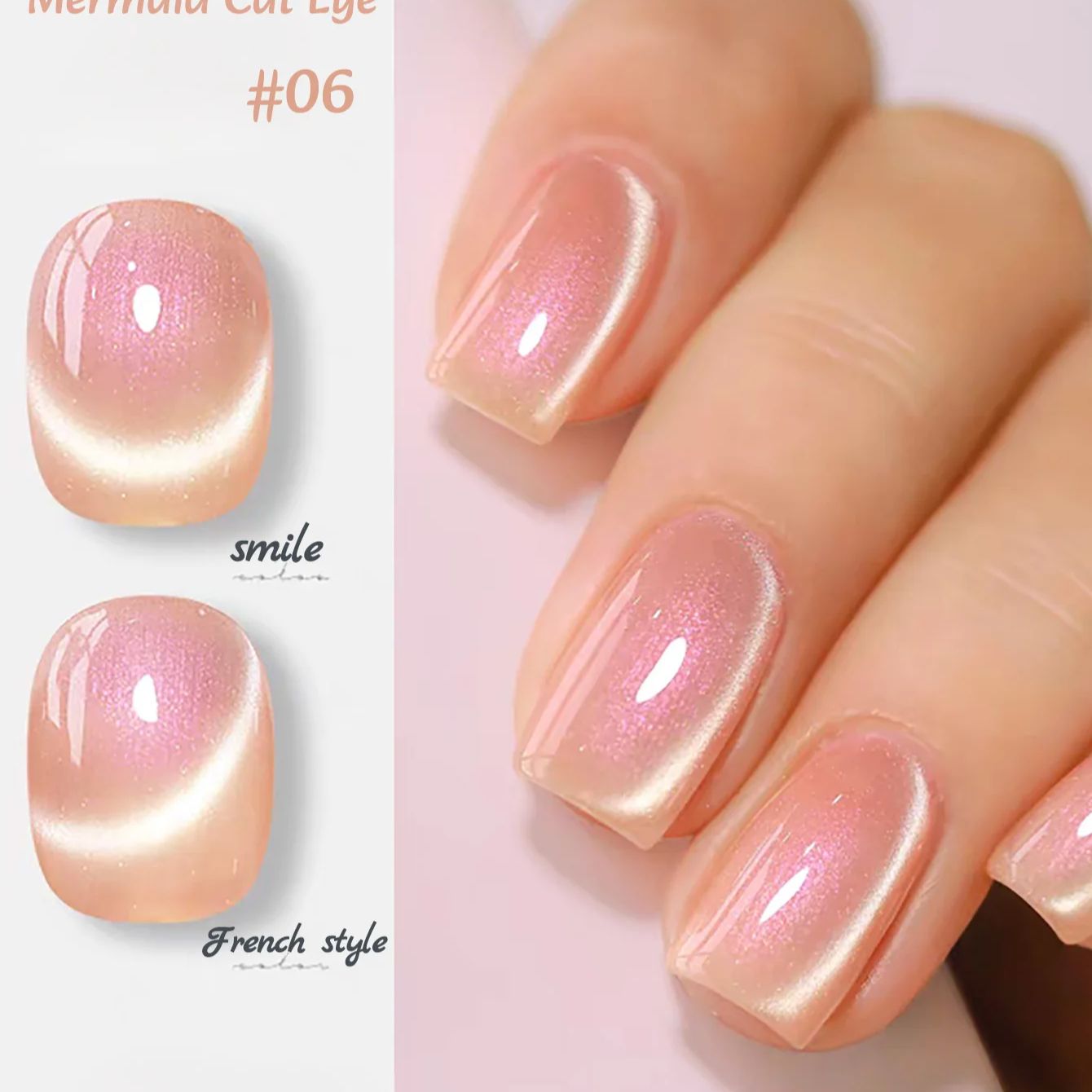 1pcs ZH Summer Charming Mermai - Nail Art Cat Eye Pink recension och pris