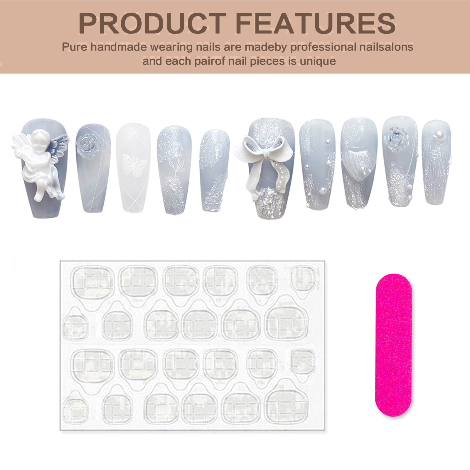 3D Plaster Angel False Nails G - Nail Art Design recension och pris