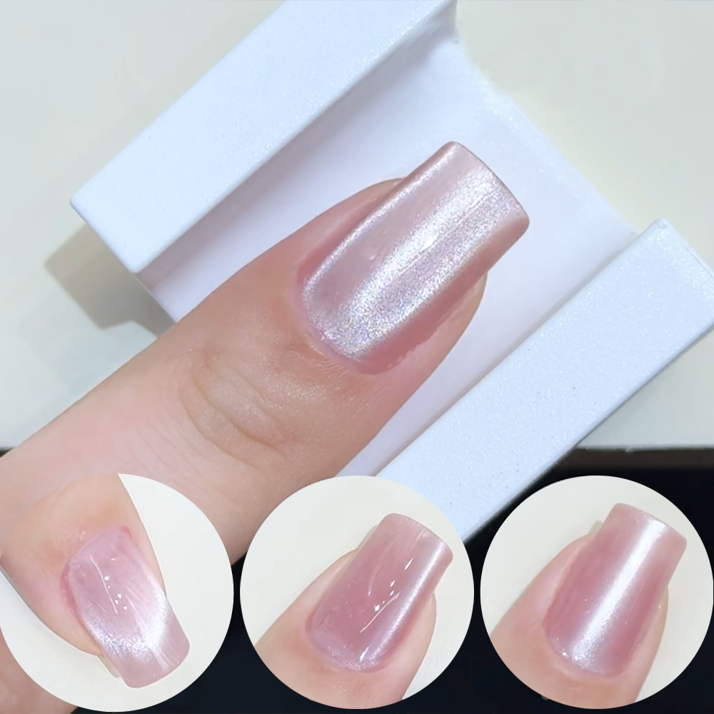 5D U-shaped French Cat Eye Nai - Nail Art Cat Eye Pink recension och pris