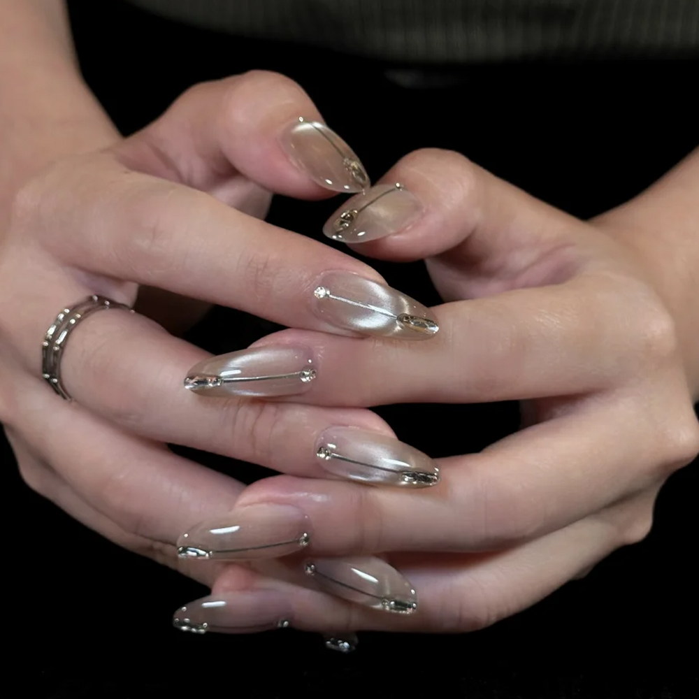 5D U-shaped French Cat Eye Nai - Nail Art Cat Eye Pink recension och pris