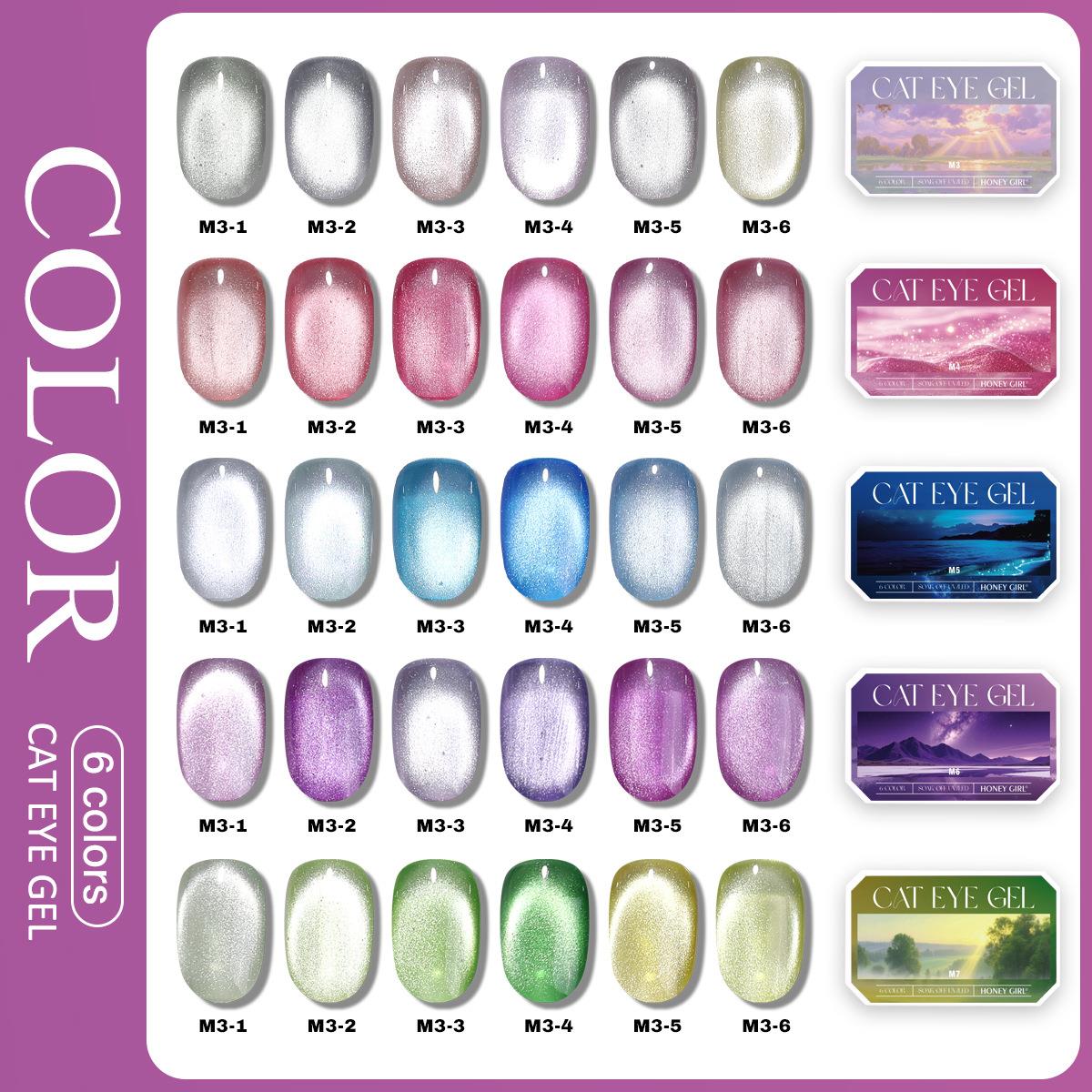 6 Grid Solid Cat Eye Gel Polis - Nail Art Emerald recension och pris