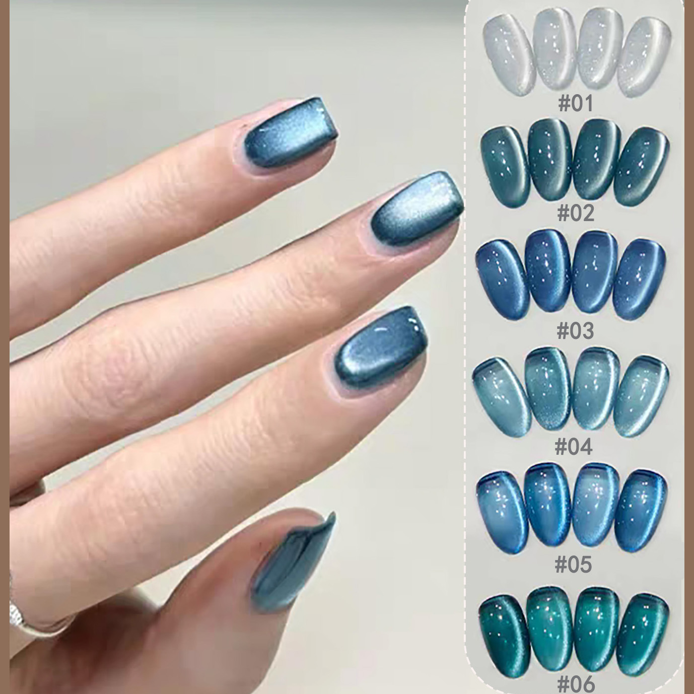 1pcs SHAKA Sea King Cat's Eye  - Nail Art Ice Blue recension och pris