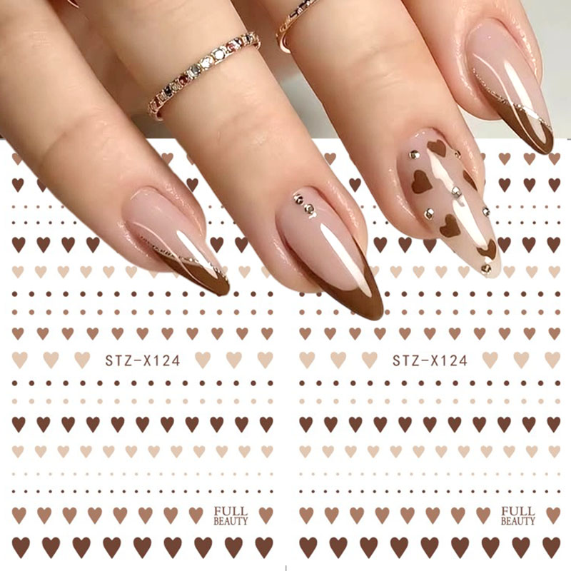 2pcs Cute Brown Heart Polka Do - Nail Art Valentine recension och pris