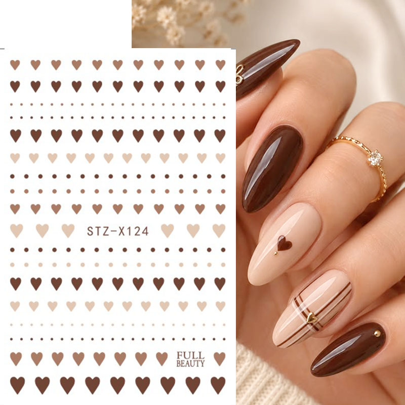 2pcs Cute Brown Heart Polka Do - Nail Art Valentine recension och pris