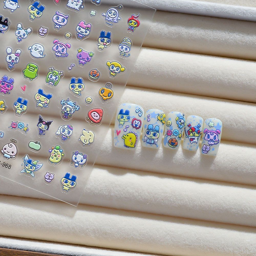 Tamagotchi Cartoon 3D Embossed - Nail Art Design recension och pris