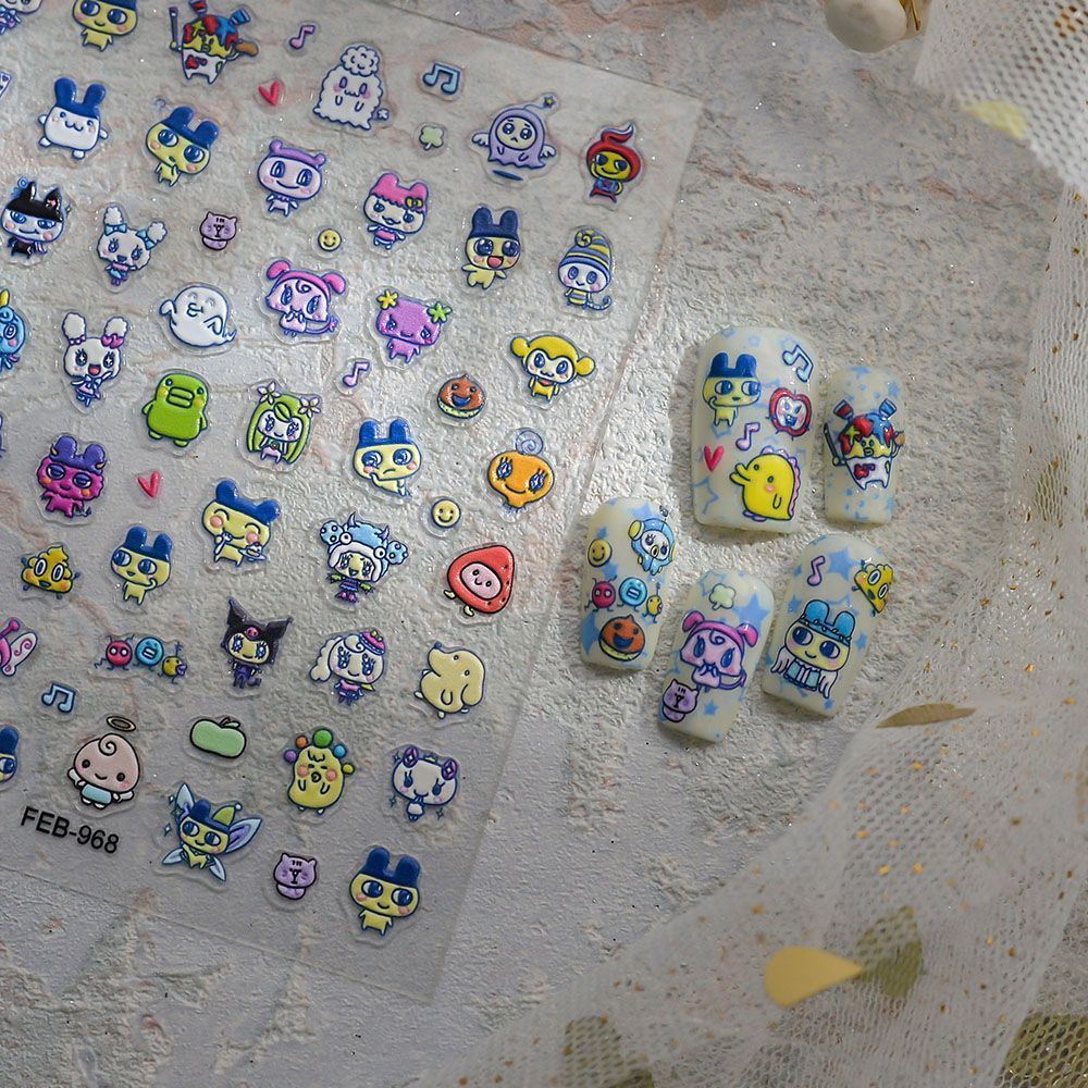 Tamagotchi Cartoon 3D Embossed - Nail Art Design recension och pris
