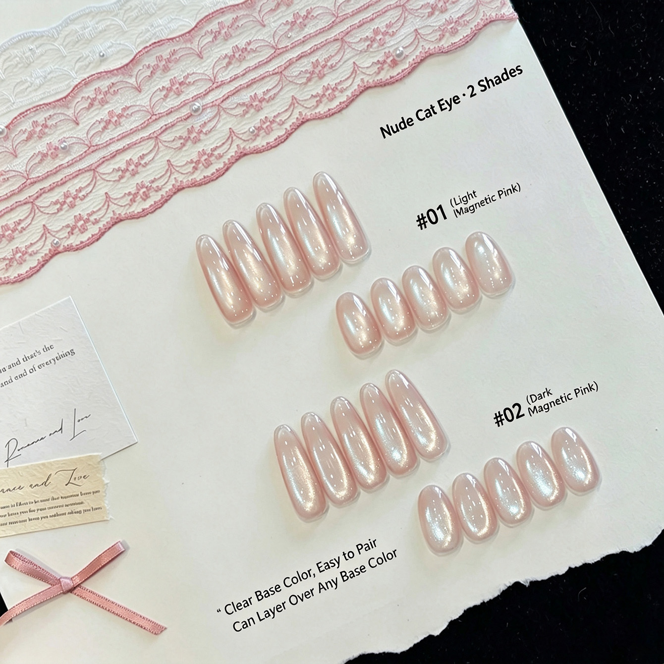 2‑Color Sheer Nude Pink Magnet - Nail Art Cat Eye Pink recension och pris