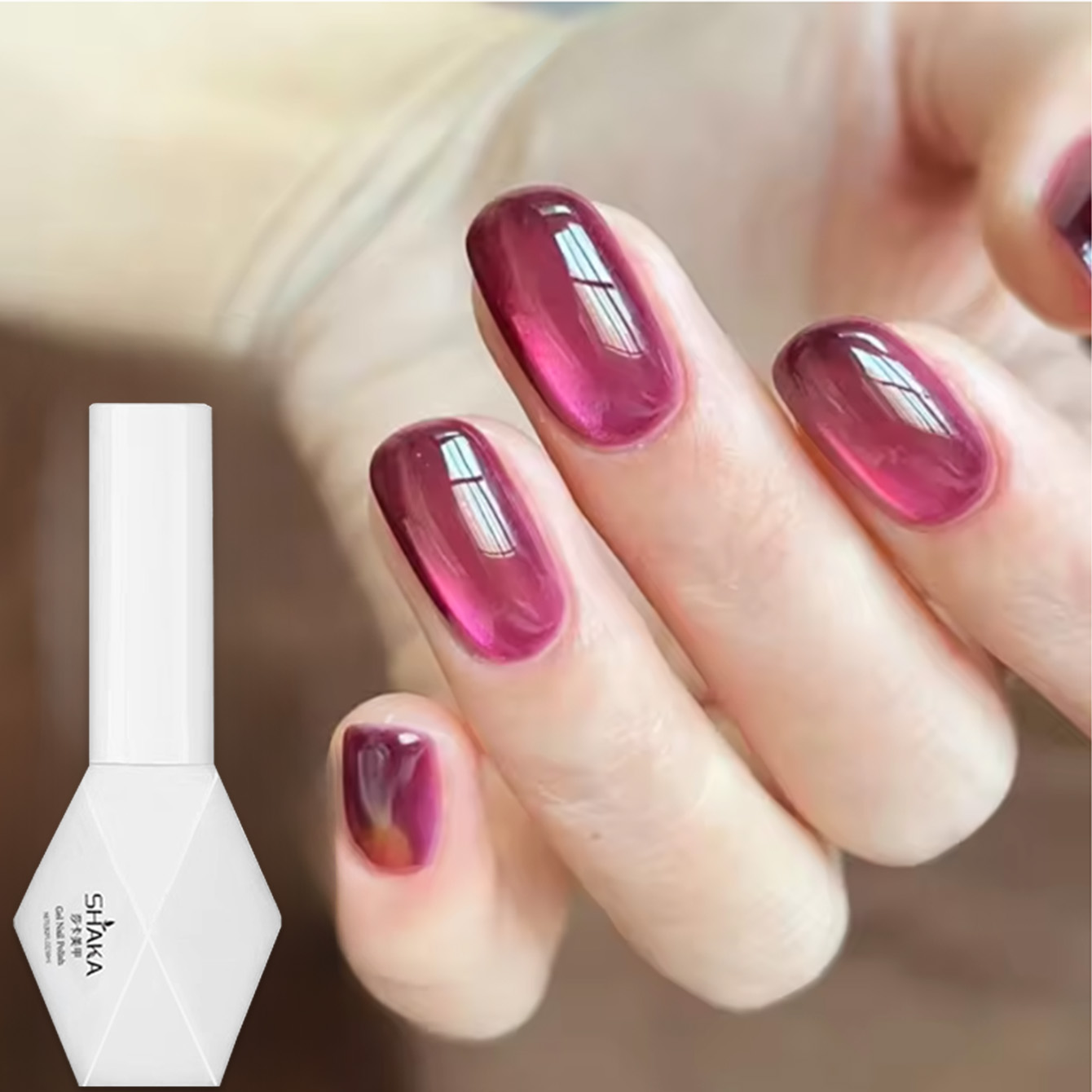 SHAKA 1pcs Rose Red Pink Cat E - Nail Art Cat Eye Pink recension och pris