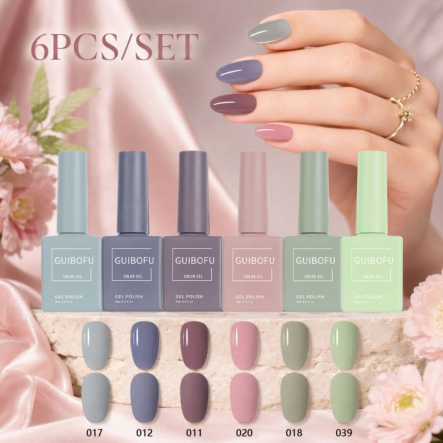 6Pcs 15ml Gel Polish Set,Cool  - Nail Art Pink Soft recension och pris