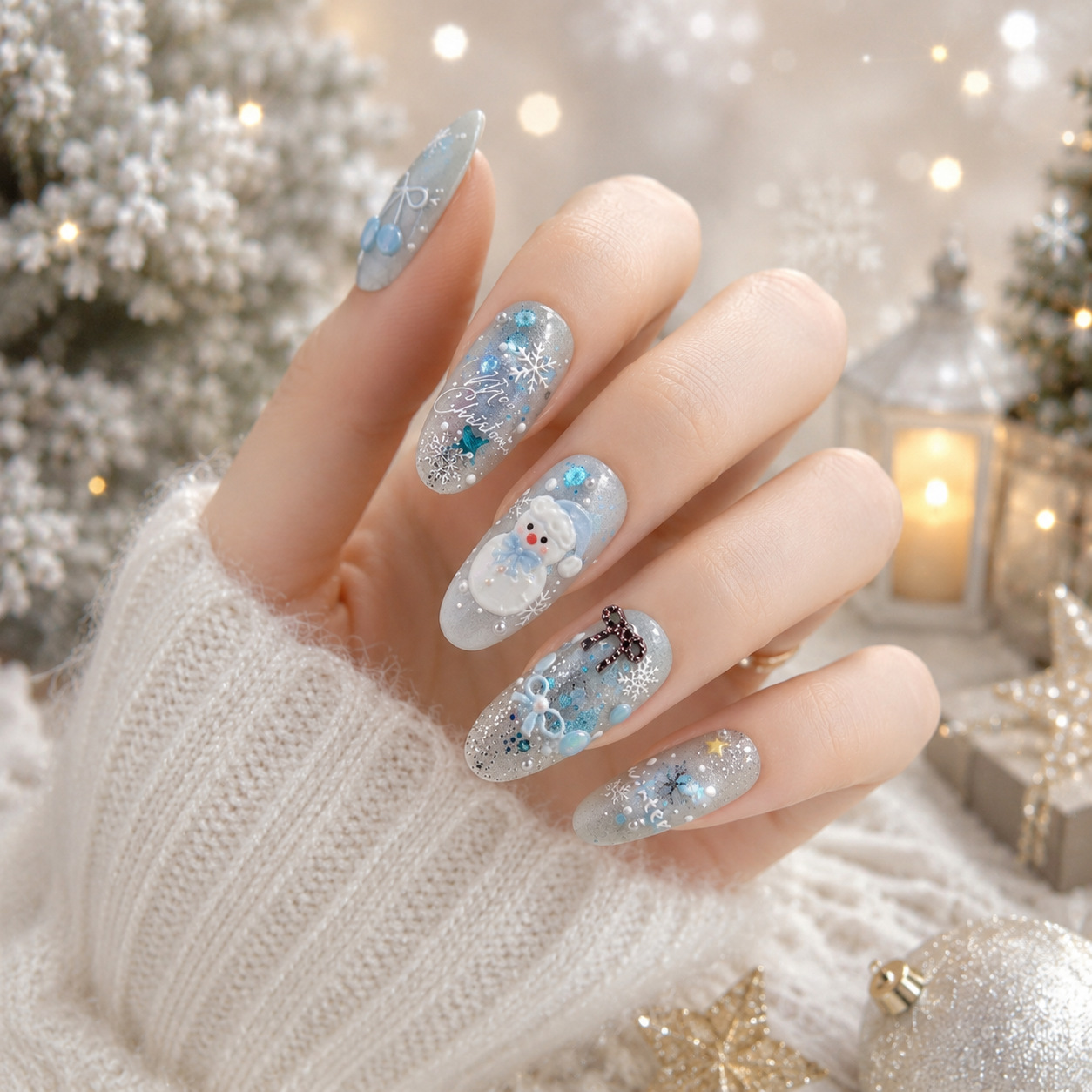 Christmas Nail Sticker Winter  - Nail Art Ice Blue recension och pris