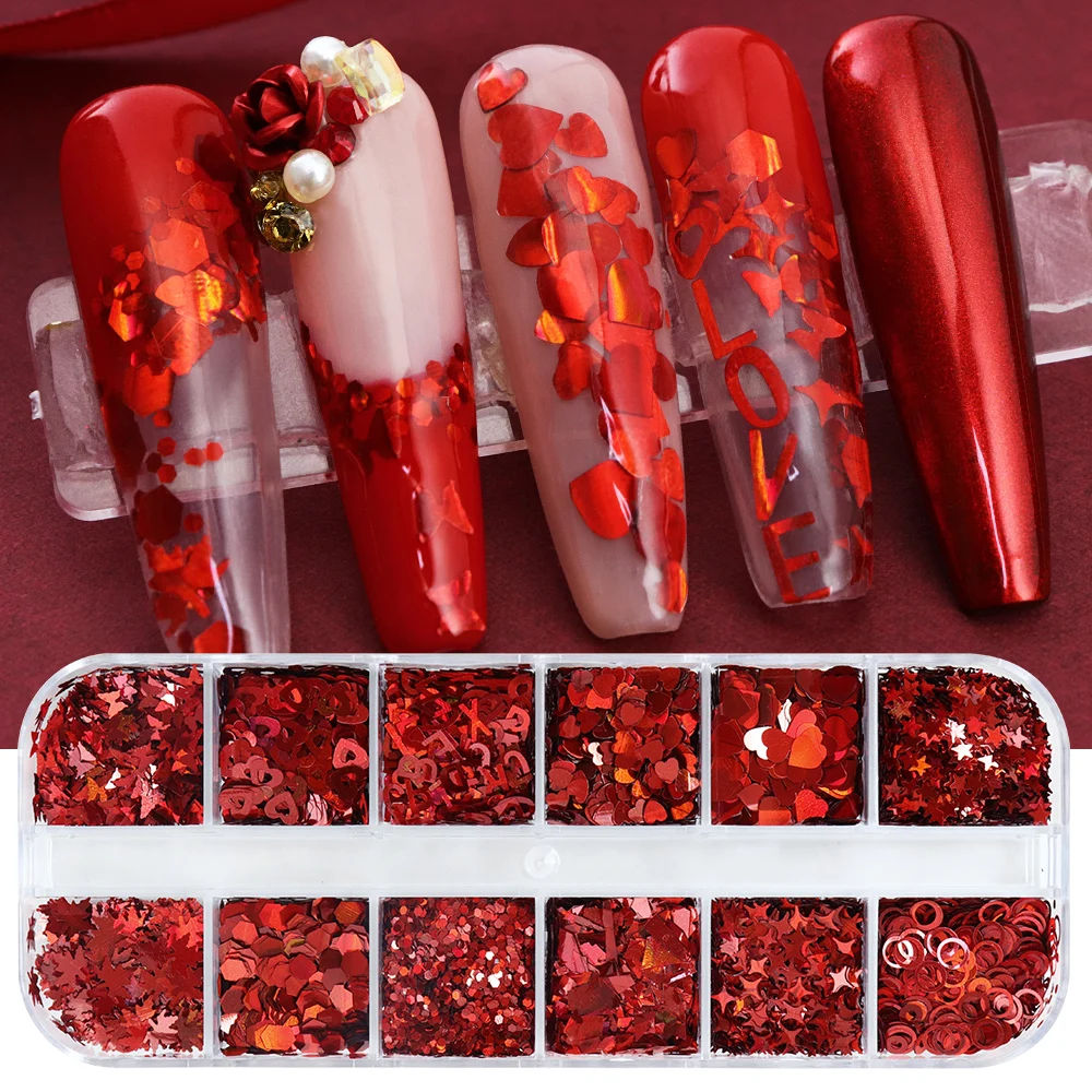 Holographic Red Nail Art Glitt - Nail Art Valentine recension och pris