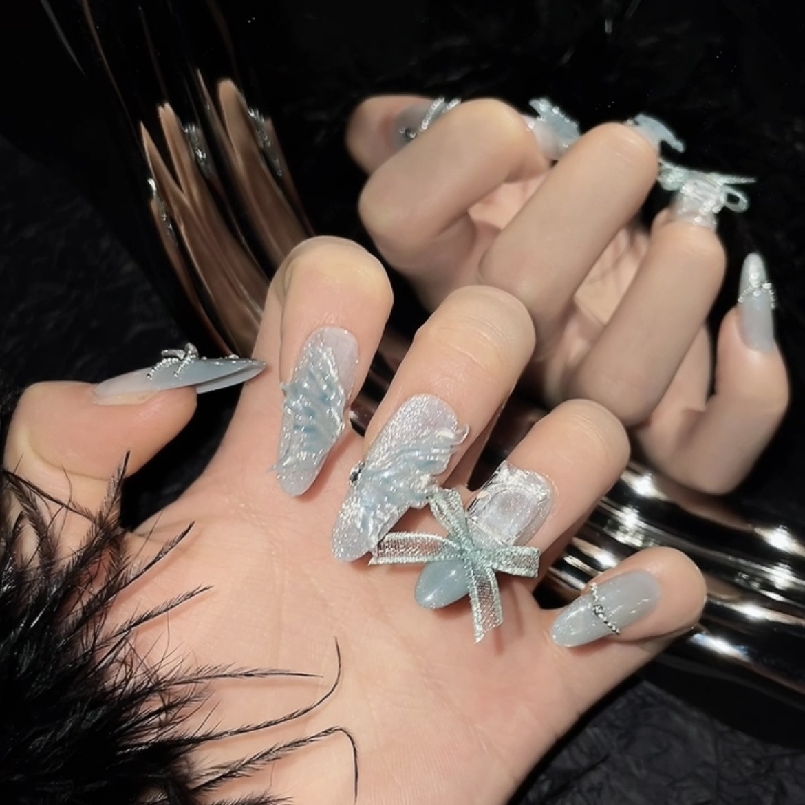 10pcs Pure Hand Pressed Long O - Nail Art Emerald recension och pris