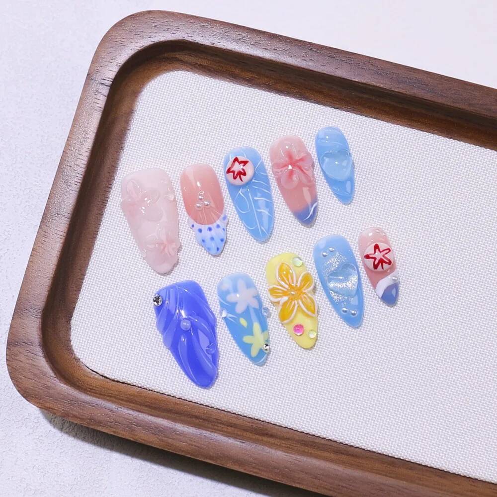 Luxury Almond-Shaped Handmade  - Nail Art Ice Blue recension och pris