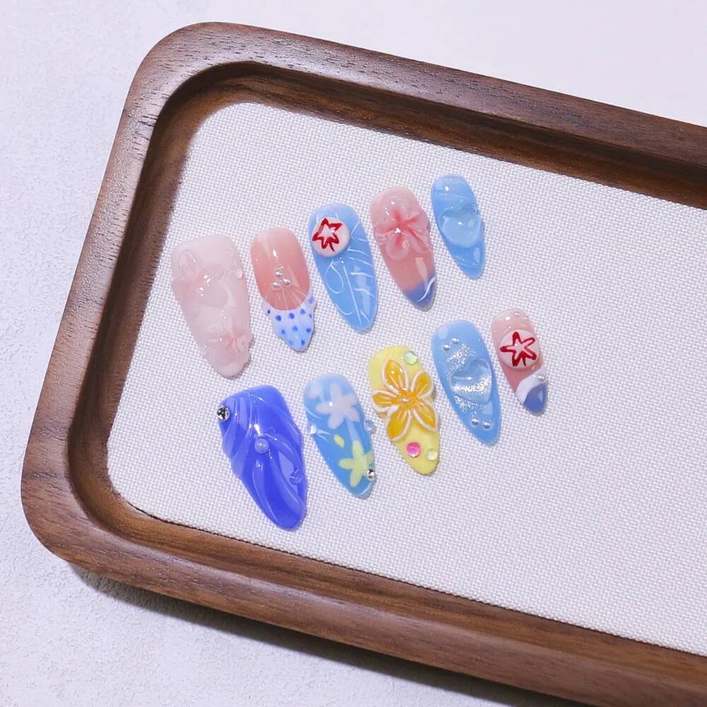 Luxury Almond-Shaped Handmade  - Nail Art Ice Blue recension och pris