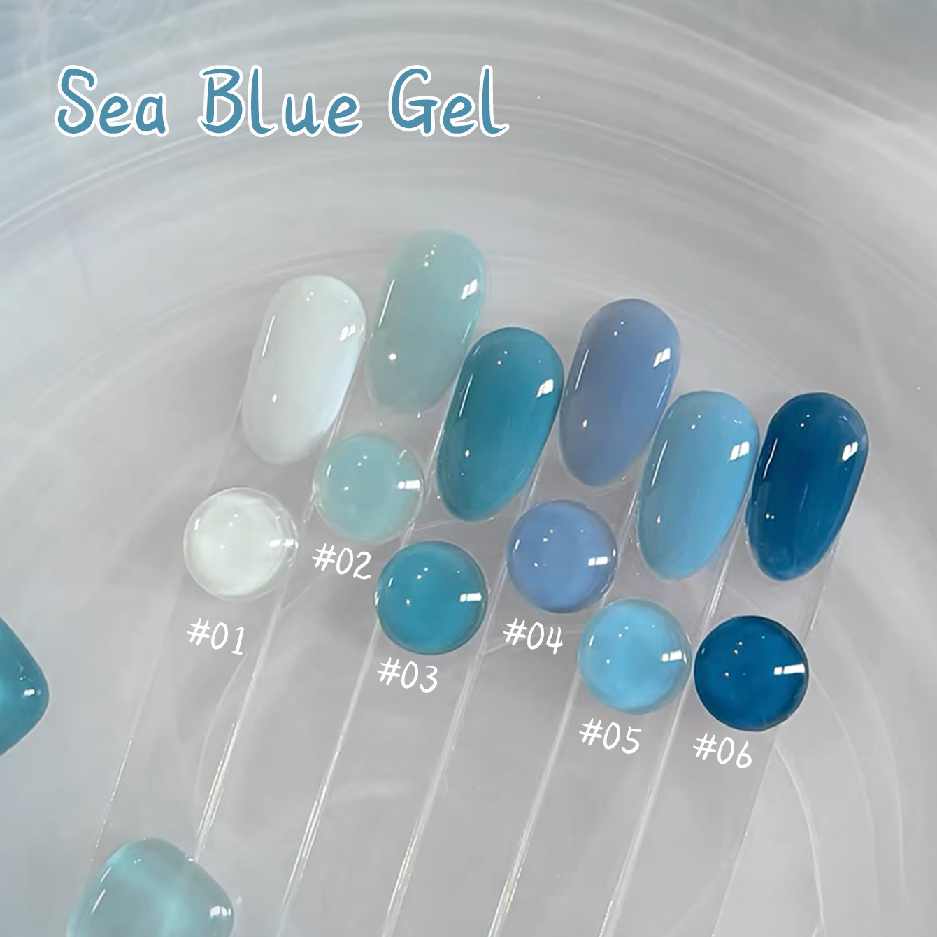 1-10pcs WS Ice Transparent Blu - Nail Art Ice Blue recension och pris